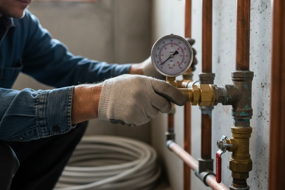 Pressure testing a repaired line during Water Line Repair in Kittanning